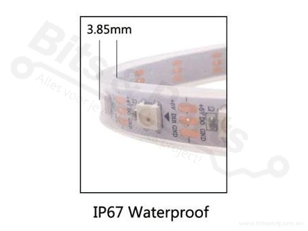 LED Strip RGB WS2812 5V - IP67 - 60 LEDs/m - 5 meters black 
